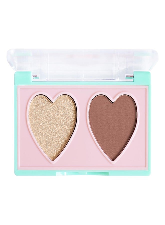 Kimchi Chic Beauty Spinning Hearts Duo Eyeshadow, Matte, Shimmer & Frost Finish, Blendable, Highly Pigmented Two-Color Palette, Cruelty-Free, Hot Fudge - Image 2